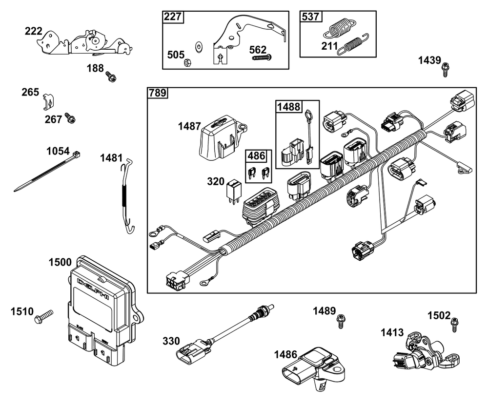 Controls Group Diagram and Parts List for 49E877-0036-Z1  Briggs and Stratton Engine